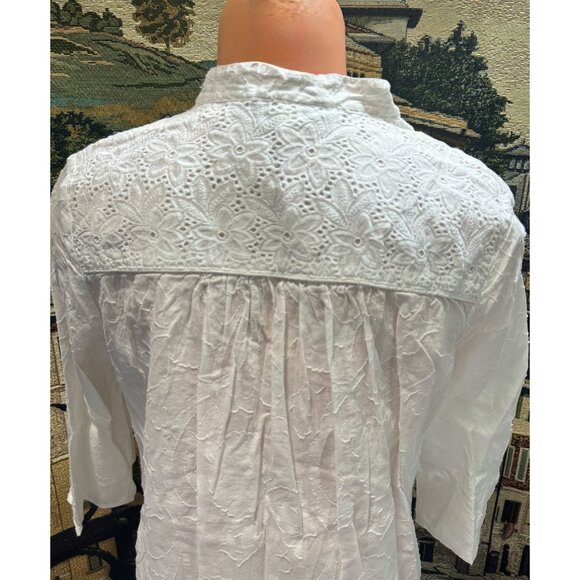 The Webster Miami Women's White Lace Detail Cotton Tunic Top - Picture 16 of 16